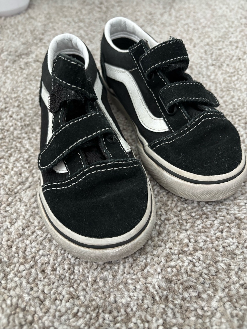 Vans Black and White Kids Sneakers Velcro